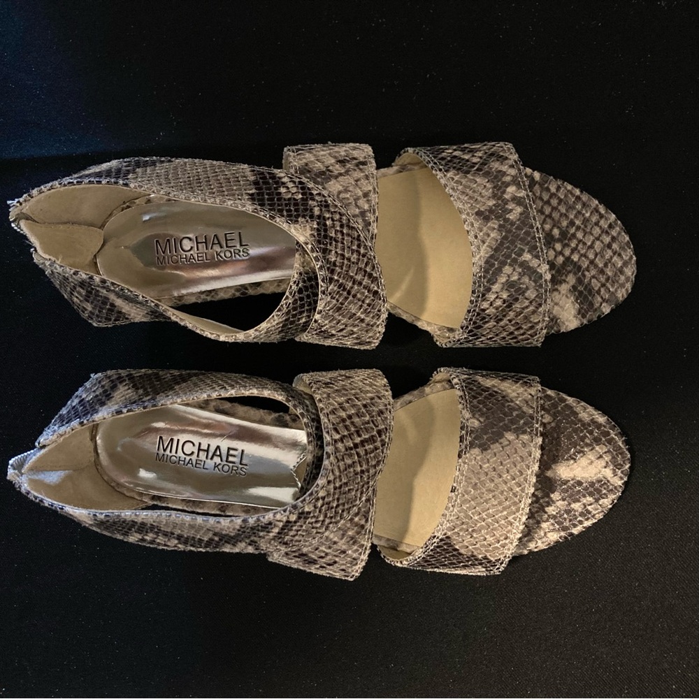 Michael Kors Snakeskin Leather Short Wedge sandals, Size 7.5. Like new. - Picture 8 of 12
